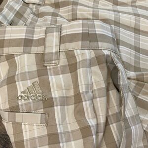 Adidas tan plaid golf shorts like new size 36